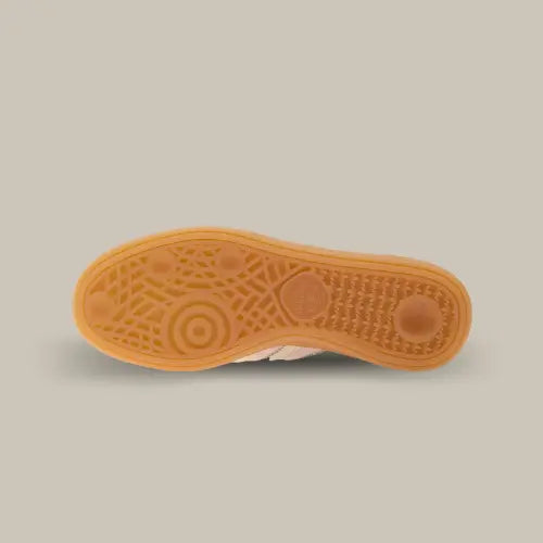 La semelle de la Adidas Handball Spezial Sandy Pink en gomme de caoutchouc de couleur marron.