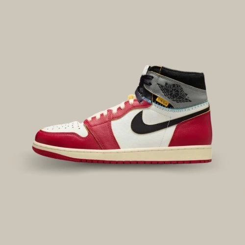 La Air Jordan 1 Retro High OG SP Union LA Chicago Shadow vue de profil. Disponible sur Offsneakz