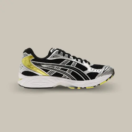 ASICS Gel-Kayano 14 Black Lemon Spark – baskets ASICS rétro running avec amorti GEL™ et design futuriste, en vente sur Offsneakz.