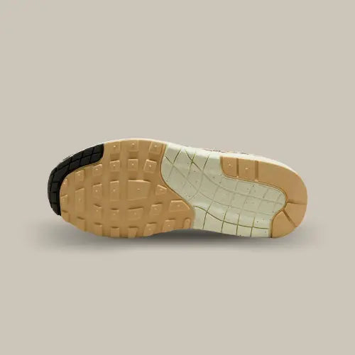 La semelle de la Nike Air Max 1 '87 Sesame Leopard de couleur marron.