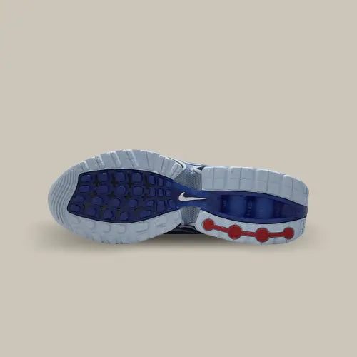 La semelle de la Nike Air Max DN Hyper Blue bleu et grise.