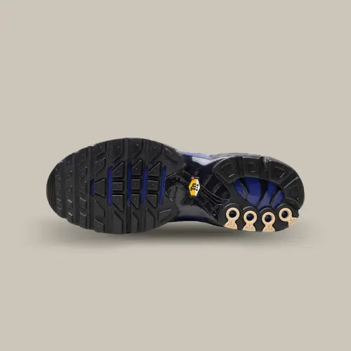La semelle de la Nike Air Max Plus Premium Black Racer Blue de couleur noir.