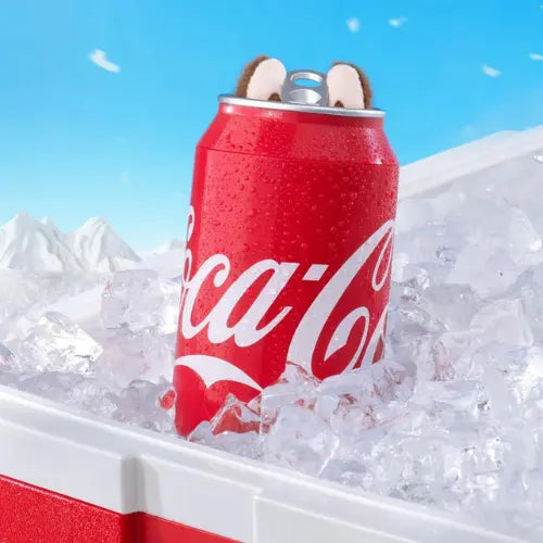 Canette Coca-Cola avec oreilles de Labubu – édition Pop Mart The Monsters, figurine cachée dans une boîte en métal glacée, série Vinyl Face.