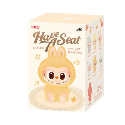 Boîte scellée Pop Mart Labubu Have a Seat – blind box The Monsters avec figurine peluche vinyle assise, collection kawaii à collectionner.