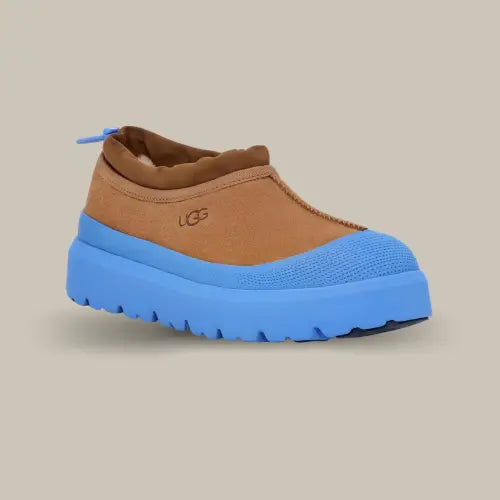 UGG Tasman Weather Hybrid Slipper Chestnut Big Sky – chaussure hybride UGG marron avec semelle bleue, nouveauté exclusive sur Offsneakz.