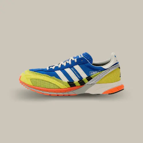 Adidas Adizero SL 72 Bad Bunny Blue – sneaker rétro running aux couleurs vives bleu, jaune et orange, disponible sur Offsneakz
