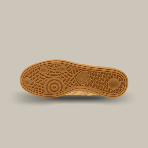 Semelle gomme Adidas Handball Spezial Preloved Brown Orange Tint Gum – vue de dessous. Disponible sur Offsneakz.