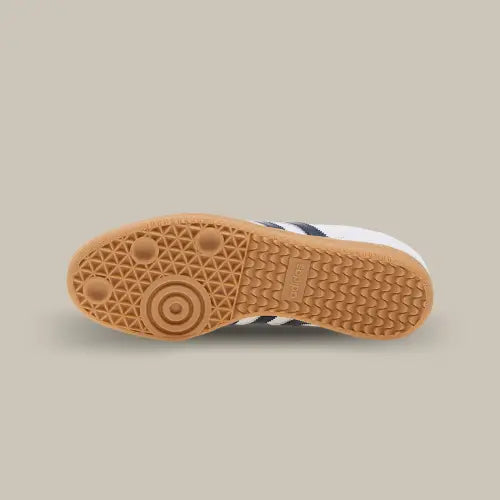 La semelle de la Adidas Samba OG Cloud White Night Indigo Gum en gomme de caoutchouc.