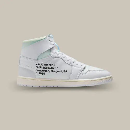 Air Jordan 1 Retro High Virgil Abloh Archive Alaska vue intérieure avec inscription V.A.A. for Nike sur Offsneakz