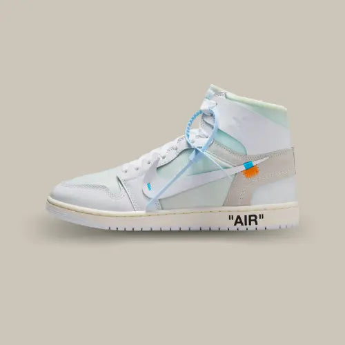 Air Jordan 1 Retro High Virgil Abloh Archive Alaska vue latérale extérieure avec zip tie bleu disponible sur Offsneakz
