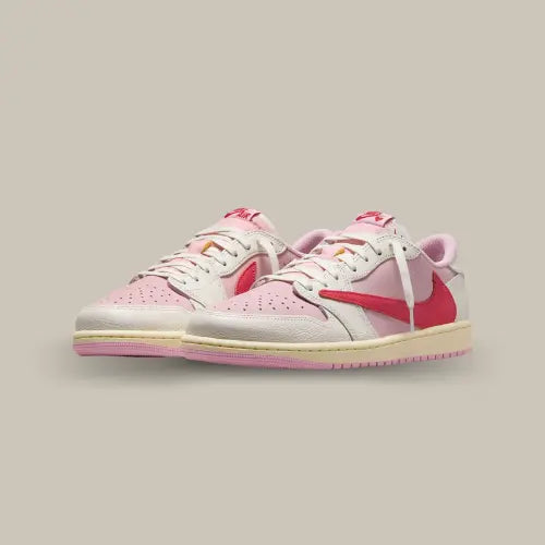 Paire Air Jordan 1 Retro Low OG SP Travis Scott Sail Tropical Pink avec coloris exclusif 2026 - Offsneakz.