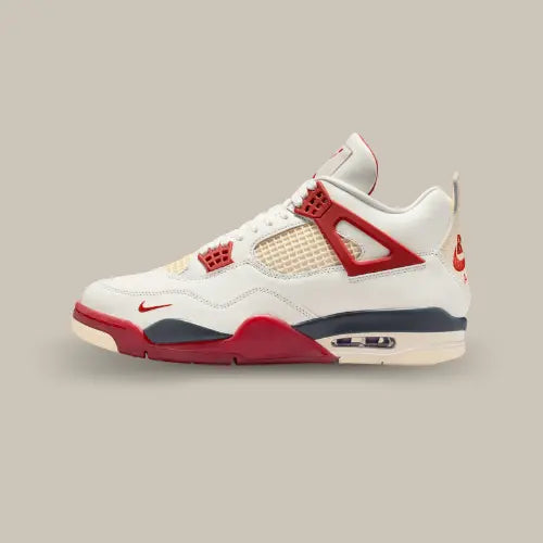 Semelle Air Jordan 4 Retro OG Nigel Sylvester Brick By Brick avec détails rouge brique et bleu marine - Offsneakz.