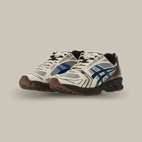 ASICS Gel-Kayano 14 Cream Blue Coast vue de trois quarts - Offsneakz