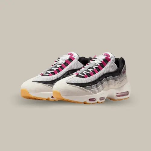 Nike Air Max 95 SB Cactus Flower – Vue de trois-quarts montrant la silhouette complète et ses accents Cactus Flower. Disponible sur Offsneakz.