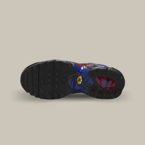 La semelle de la Nike Air Max Plus TN Spider-Man avec le célèbre système Tuned Air.
