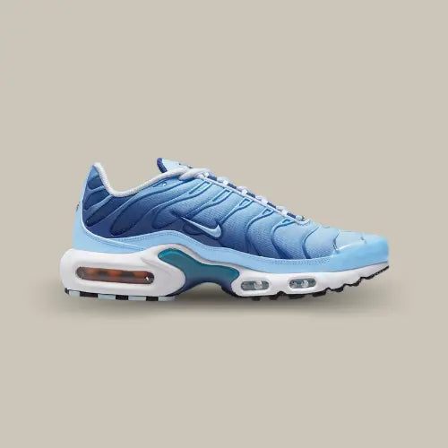 Nike TN University Blue Gradient profil intérieur avec cage emblématique et amorti Air visible - Offsneakz