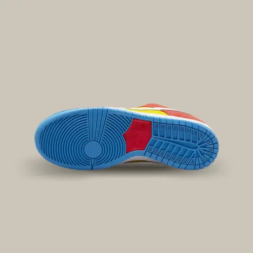 Semelle Nike SB Dunk Low Pro Bart Simpson bleue vue dessous sur Offsneakz