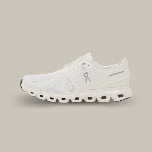 ON Running Cloud 6 All White en mesh blanc avec technologie CloudTec® et semelle amortissante - Offsneakz.