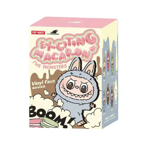 Boîte scellée Pop Mart Labubu Tasty Macarons – blind box The Monsters Vinyl Face avec figurine surprise au design gourmand et coloré.