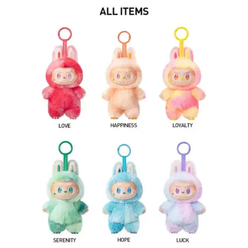 Tous les modèles Pop Mart Labubu Big Into Energy – peluches pendentifs blind box The Monsters : Love, Happiness, Loyalty, Serenity, Hope, Luck.