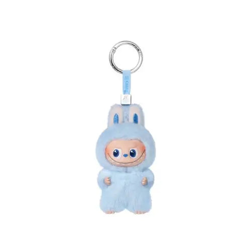 Pendentif porte-clés Labubu bleu Pop Mart The Monsters Pin for Love Series. Disponible sur Offsneakz.