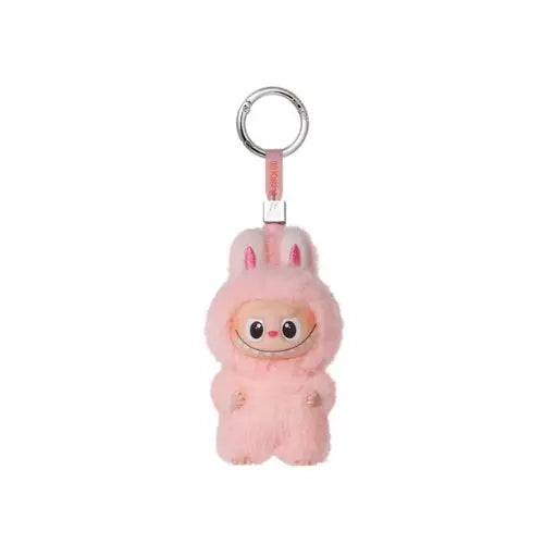 Porte-clés Pop Mart The Monsters Pin for Love Labubu en peluche vinyle rose avec oreilles de lapin – collection blind box N-Z. Disponible sur Offsneakz !