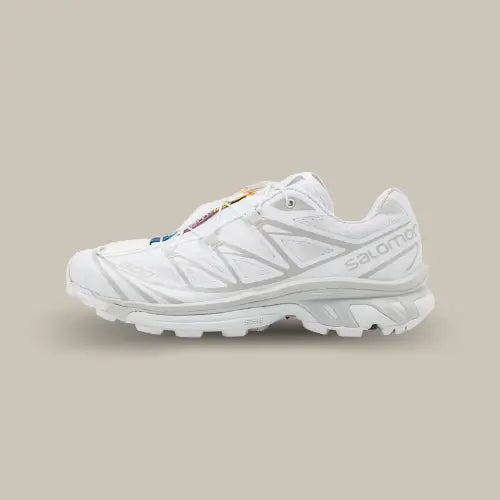 Salomon XT-6 White Lunar Rock vue latérale – sneaker blanche performance et style. Disponible sur Offsneakz.