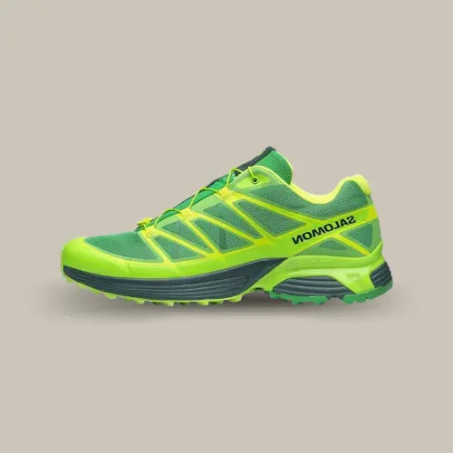 Salomon XT-Pathway 2 Feid Ferxxo vue latérale, sneaker néon verte disponible sur Offsneakz
